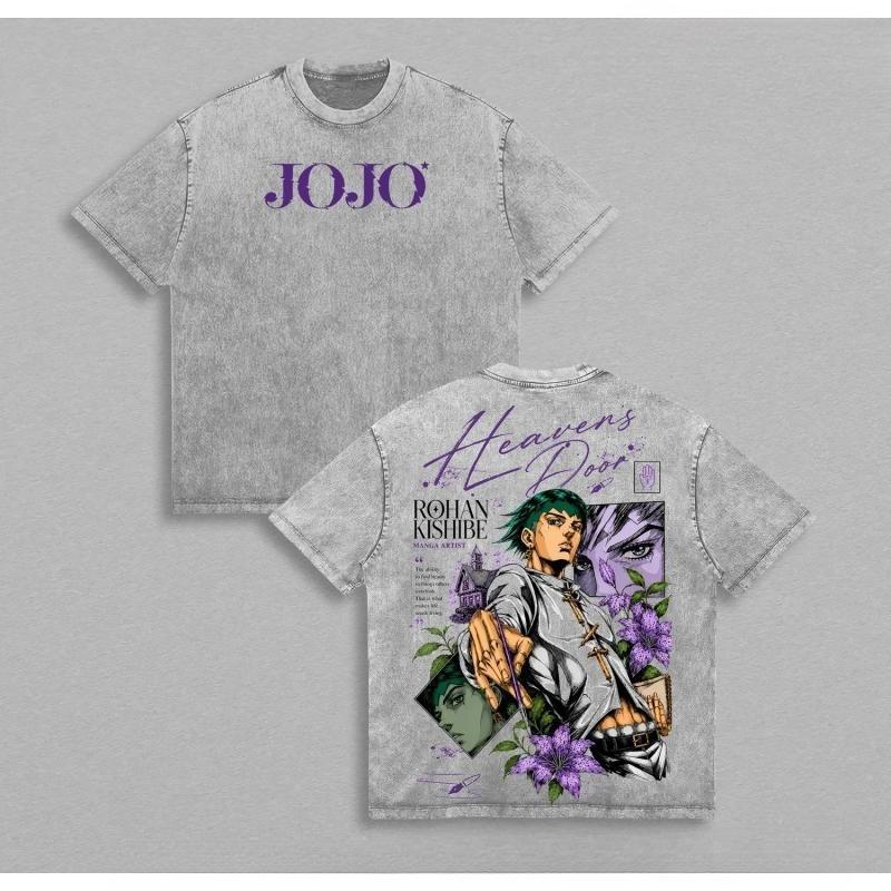 Anime JoJo's Bizarre Adventure Rohan Kishibe Graphic T Shirt Men Women Oversized Tshirt Washed Cotton Tee Harajuku Male T-shirt