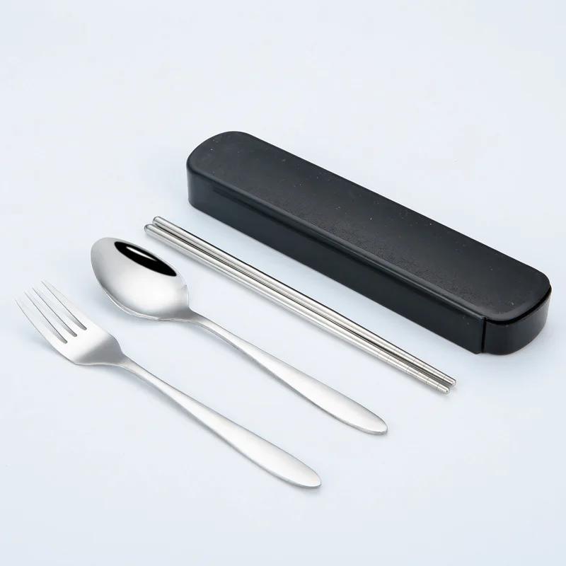 1Set Stainless Steel Chopsticks Spoon Fork Steak Knife with Storage Case Travel Camping Cutlery Set Portable Tableware