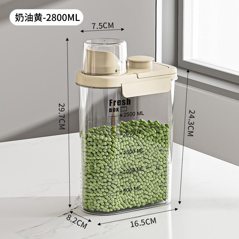 Grains Sealed Jar Plastic Food Storage Containers Transparent Moisture-Proof Rice Bucket Cereals Dispenser for Kitchen Organizer