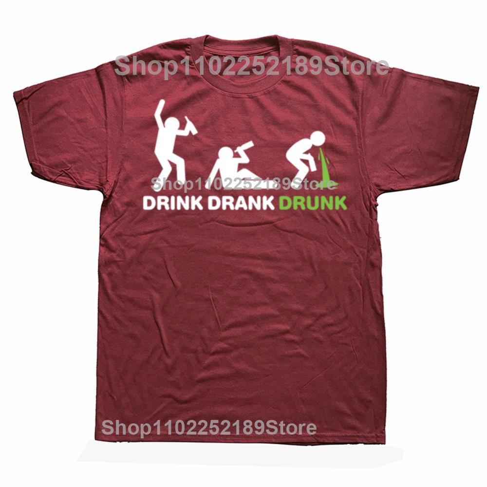 Funny Evolution of Drinking Graphic T-shirts Men Women's Fashion Casual Tshirt 100% Cotton Loose Oversized Beer Alcohol T Shirt