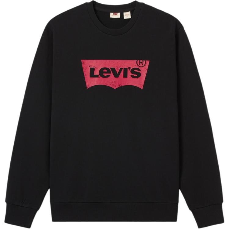Levis Minimalist Comfortable Versatile Logo Print Casual Long Sleeve Sweatshirt Men sweatshirt Black 003YS-0001