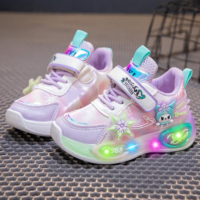 

Girl Cartoon Glowing Sports Shoes with Rotating Buttons - Cute Shoes for Running 24 фиолетовый