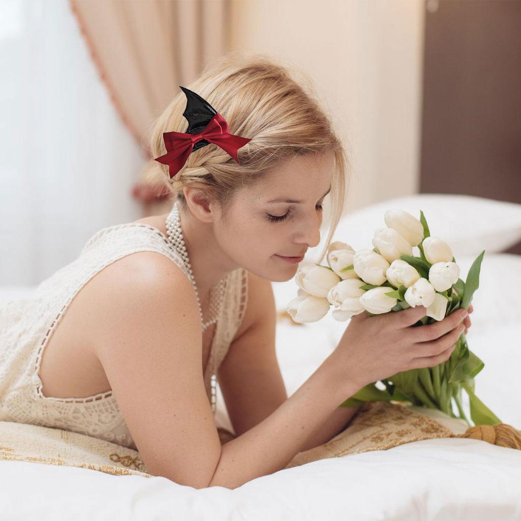 Novelty Bat Wing Devil Hair Clip for Adult Kids Cosplay Party Headwear Halloween Hairpin Set for Costume Parties 2PCS