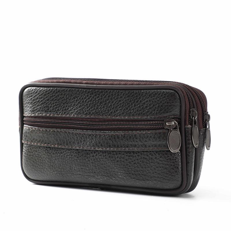 Kožená ledvinka z hovězí kůže - Pánské 6,7" pouzdro s klipem pro staršího pracovníka