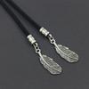 Western Cowboy Braided Rope Bolo Tie Necklace with Sun Turquoises Stone Pendant Jewelry Necktie Chain for Men and Women