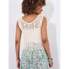 Small Fashion Lace V-neck Single Breasted Tassel Cut Out Crochet Knitting Cardigan Outer Wear Vest Sleeveless Tops