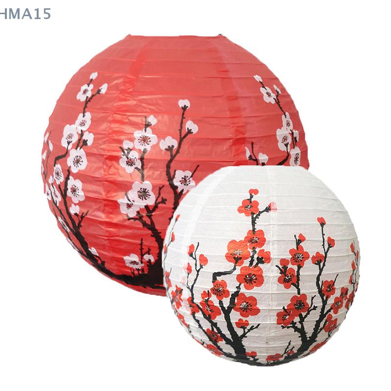 30/35cm Plum Blossom Round Paper Lantern Lamp Shade Chinese Antique Paper Lantern New Year Paper Lampshade Home Decor