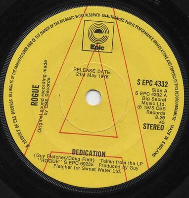 Disque 7 pouces ROGUE (4) - Dédicace EPC4332 Epic 1975 UK Pop Occasion