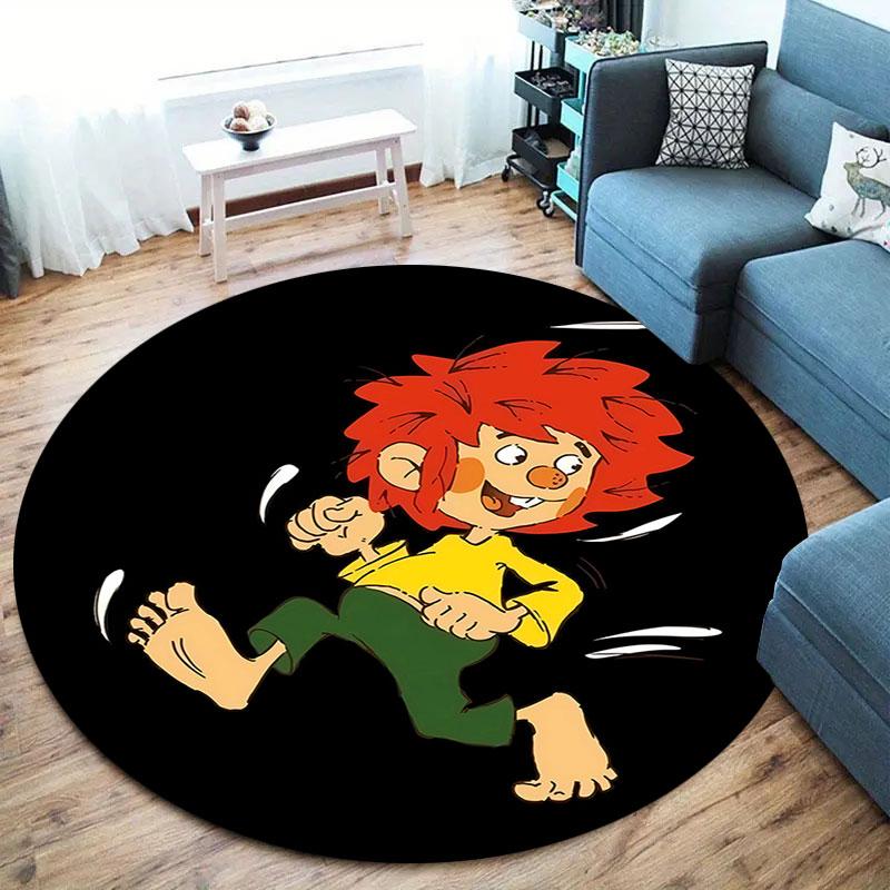 Meister Eder Und Sein Pumuckl Round Area Rug,Carpet Rug for Living Room Bedroom Sofa Playroom Decor,Non-slip Floor Mat