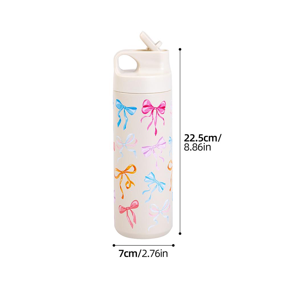 500ml Kubek Izolowany z Kokardą Kubek Termiczny Izolowany ze Stali Nierdzewnej ze Słomką i Pokrywką Drukowane Tumblery z Kokardą Kubki do Kawy Prezent na Przyjęcie Weselne