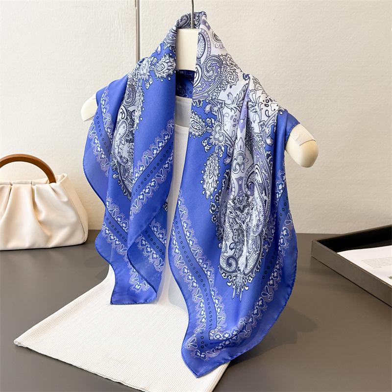 Paisley Print Silk Scarf For Women Square Hijab Soft Neck Tie Female Fashion Decoration Silk Headscarf Bandana Kerchief  New