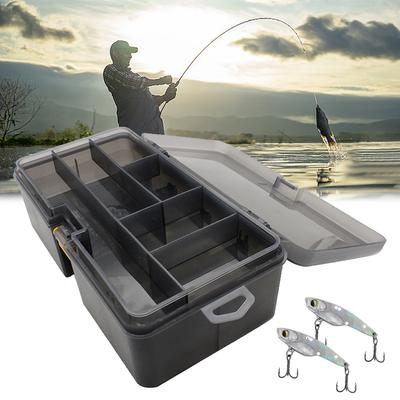2Pc Double Layer Fishing Box Waterproof Plastic Lure Hook Minnow Bait Storage Case Large Capacity Removable Divider Fishing Tool