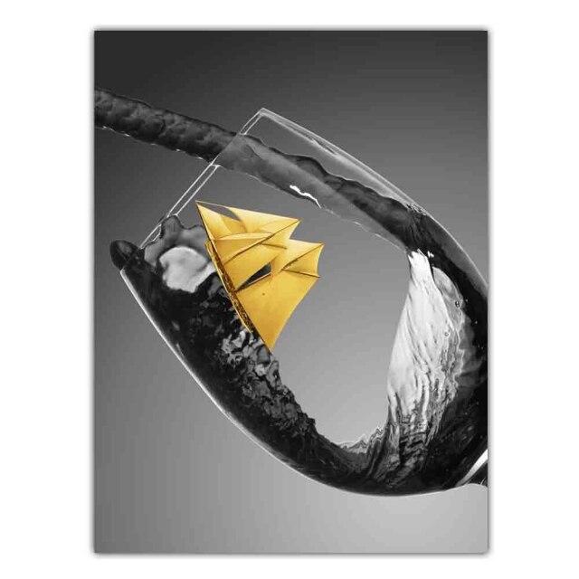 

Новая скандинавская современная мода Бокал для вина Холст Картина Офисная настенная живопись Кухня Плакат Гостиная Коридор Домашнее украшение Фреска Без рамки 21*30cm