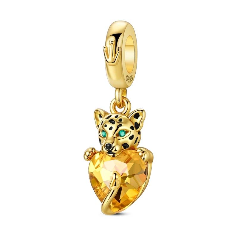 Copper Dog Charm Bead Charms Pendant Cute Cat Elephant Elegant Cheetah Bead Charms Compatible With Authentic Bracelets Do It Yourself Birthday Jewelle