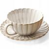 Elegant Ceramic Cup and Saucer Set for Tea Coffee White Large