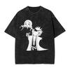 Awesome T-Shirt Washed T-Shirt Cool Fashion Men His Simple Ki T-Shirt Kenp Pattern T-Shirt Ac Bleach Za