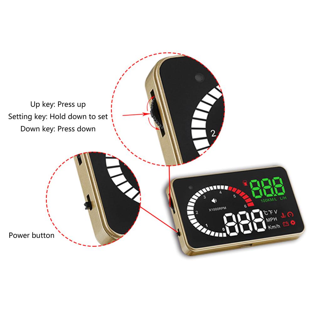 Speedometer HUD OBD2 Digital Speed Meter KMH Speedometer Head Up Display for Car With Speeding Water Temp RPM Alarm
