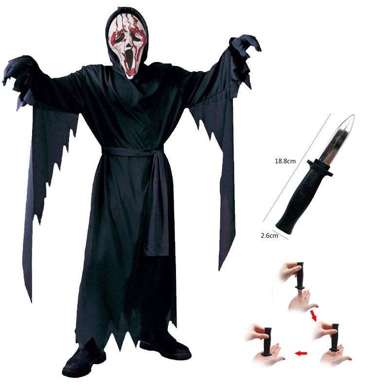 Scream Horror Cosplay Costume with Scary Knife for Kids & Adults