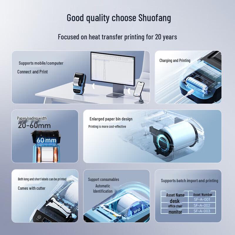 Supvan MP50 Portable Thermal Transfer Label Printer CN Plug (adapter Included)