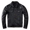Frühlings-Jeansjacke aus echtem Leder, klassisch, schmal, Rindsleder, Knopfmantel, Übergröße, modische Lederbekleidung für Herren