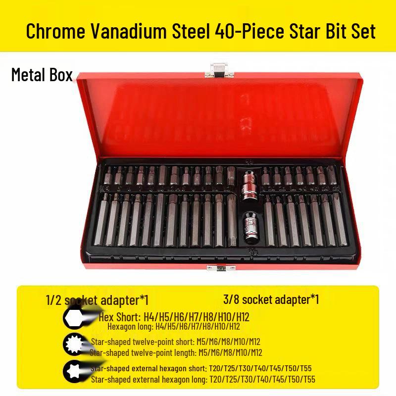 40-Piece Torx Bit & Hex Socket Wrench Set for Auto Repair