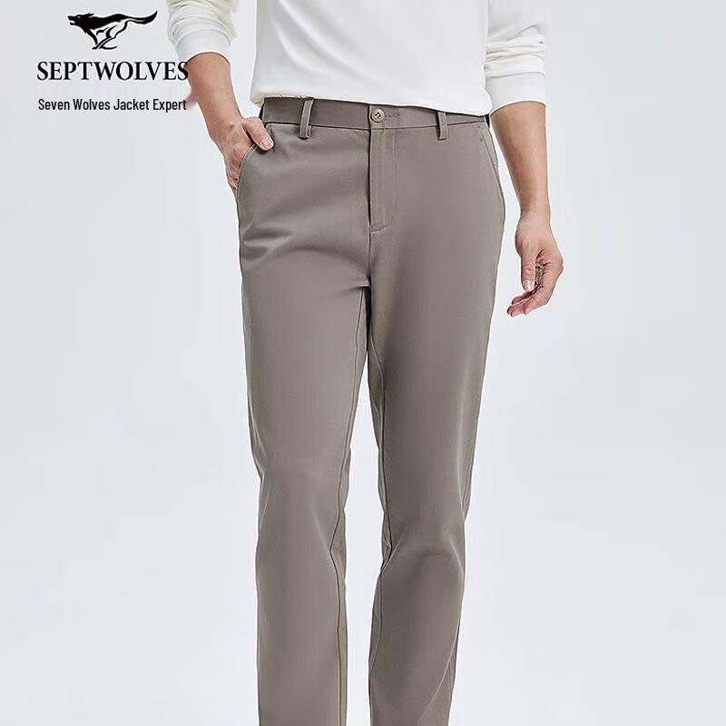 SEPTWOLVES Men's Business Plaid Straight-Leg Casual Pants