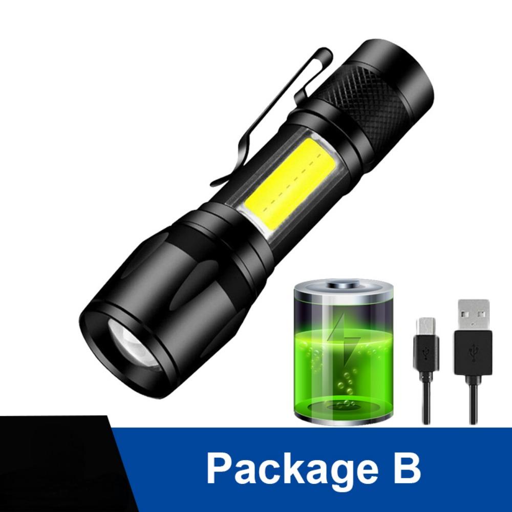 

Мощный перезаряжаемый светодиодный фонарик с мини-зумом, уличный кемпинг, сильная лампа, водонепроницаемый тактический фонарик With Battery