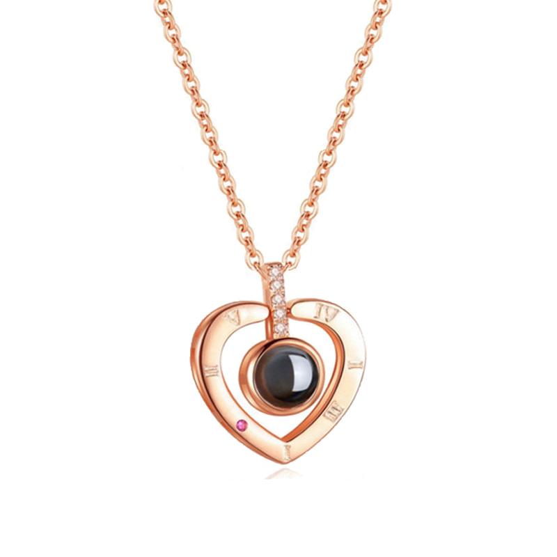 

Love Heart Necklace 100 Languages I Love You Projection Pendant Jewelry For Mom Girlfriend Birthday Christmas Romantic Gifts