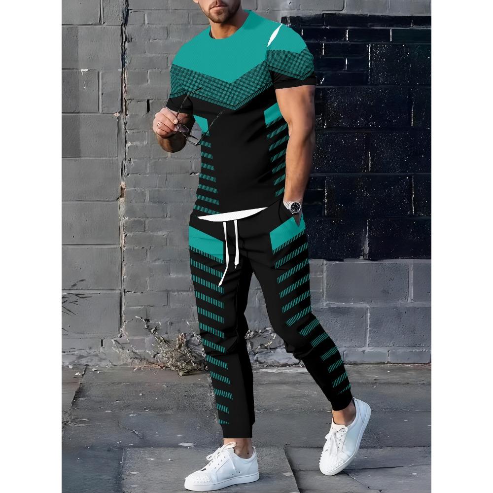 2026 Summer Men's Suit with 3D Printed Pattern Breathable Lightweight Comfortable Leisure Sports Outdoor Men's Clothing