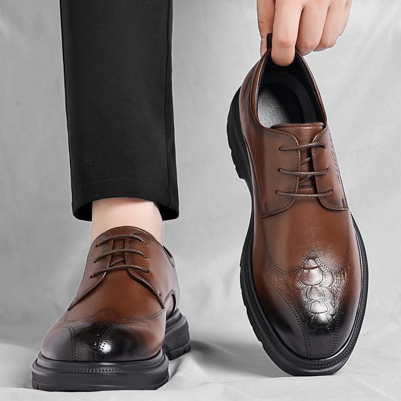 2025 Men's Leather Shoes: Autumn Soft Sole, British Style, Casual & Formal Wear, Ideal for Weddings and Business.