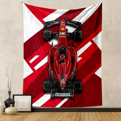Red Racing Car Design On Geometric Background Patterned Tapestry for Bedroom and Living Room Home Decor Sofas