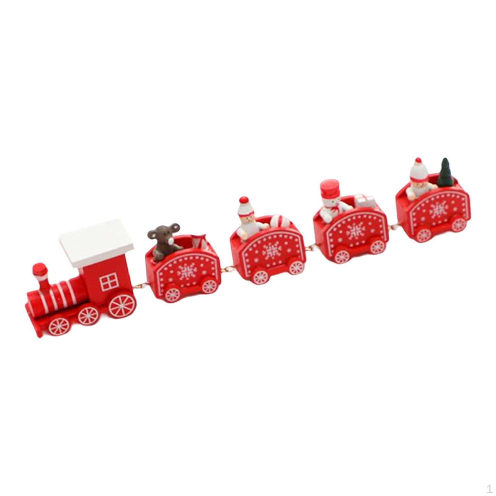 Christmas Wooden Train Crafts Home Decor Painted for Festival