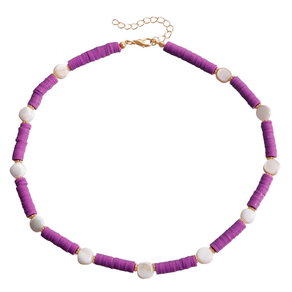 Bohemian Resort Beach Wind Colorful Pottery Sheet Beaded Necklace Women'S Wind Bracelet Charm