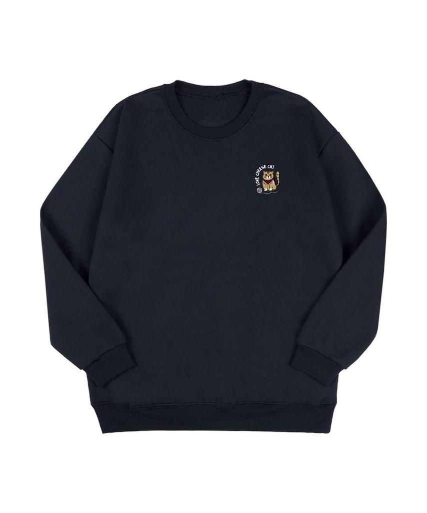BEMIGHTY Cheese Cat Oversized Double-Sided Sweatshirt [Black] (A Type)