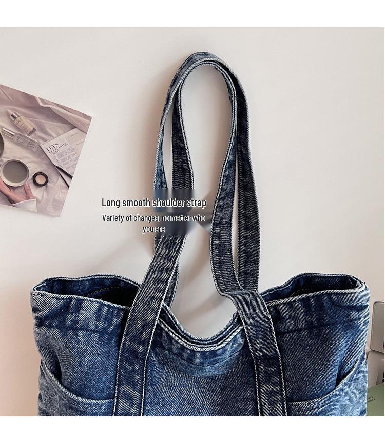 Women's Large Canvas Denim Tote - Lightweight and Versatile Shopping or Student Bag