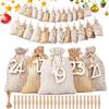 Christmas Bag Advent With Numbers Reusable Pouches Countdown Calendar Sacks Advent Christmas Decorations for Adults Kids Lovers