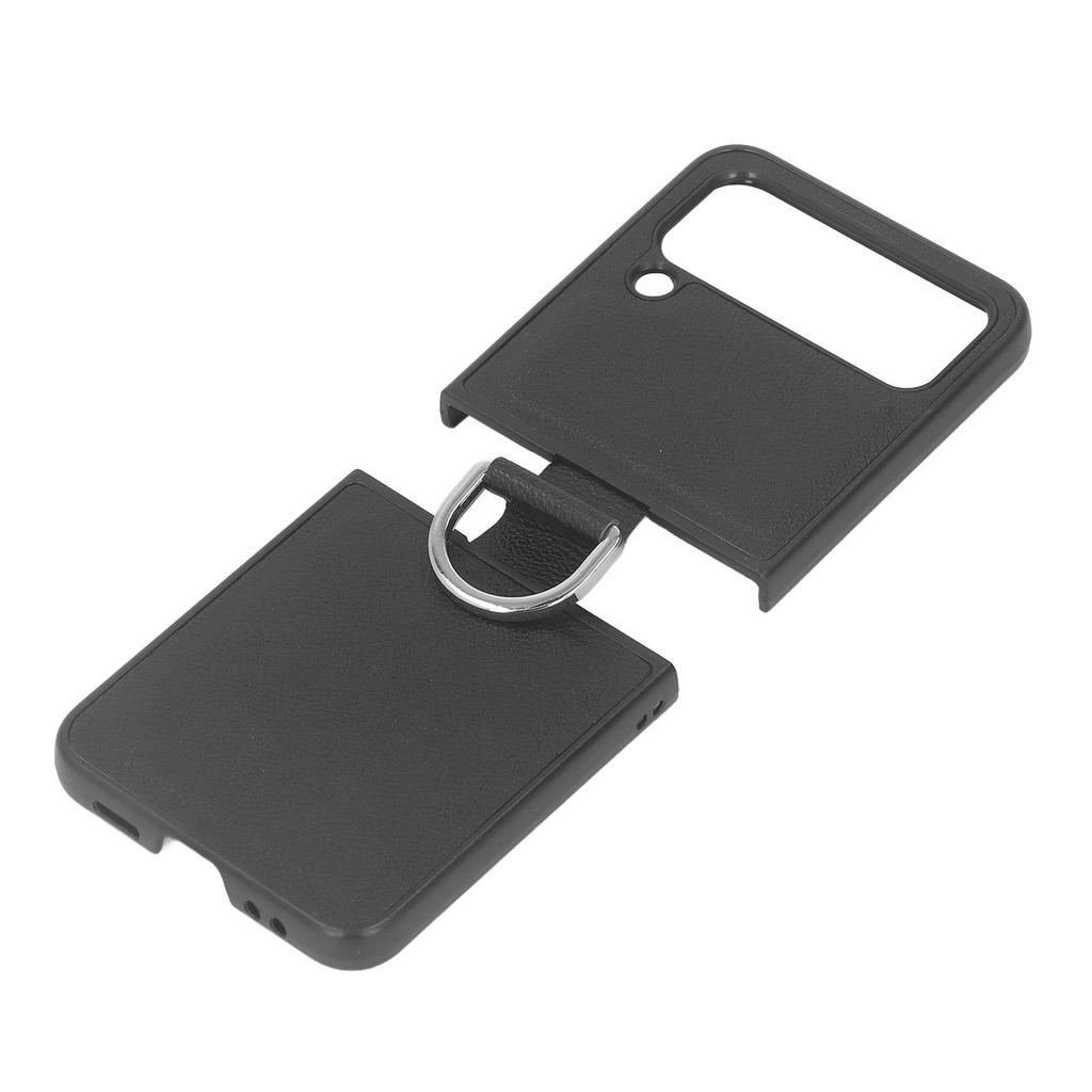Jednokolorowy uchwyt pierścieniowy składane etui etui na telefon z pierścieniem dla Z Flip4 wstrząsoodporny pokrowiec z uchwytem czarny dla Z Flip 4