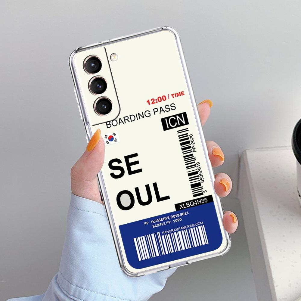 Phone Case For Samsung Galaxy S26 S25 S24 S23 S22 Ultra S20 S21 FE 5G Plus Clear Cover World City Travel Ticket New York London