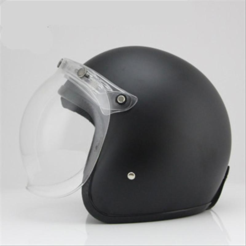Motorcycle Vintage Half Face Helmet Retro German Chopper Cruiser Matte Black Cascos Para Dot Approvel