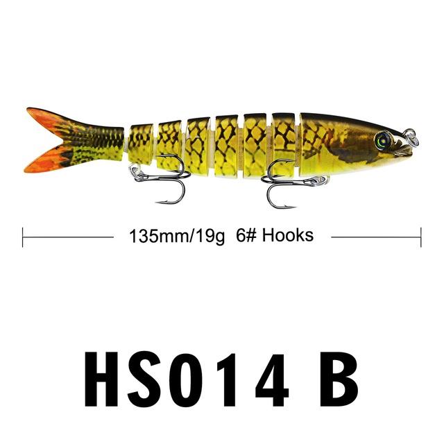 1PC [Ready Stock] 8 Sections Fishing Lure 13.5cm/19g 10cm/15.5g Jointed Swimbait Sinking Trout Wobbler Bait 6# Hook Fishing Tackle