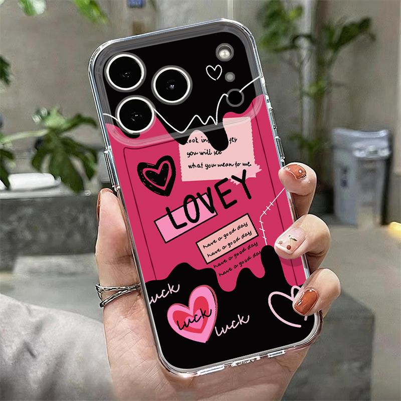 Silky Love Hearts Pattern Case For iPhone 17 Pro Max Coque iPhone 16 15 14 13 Pro Max 11 Clear TPU Silicone Soft Cover