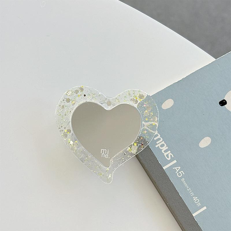 Magnetic Magsafe Mobile Phone Airbag Holder Glitter Sequins Love Mirror Portable Creative Makeup Mirror