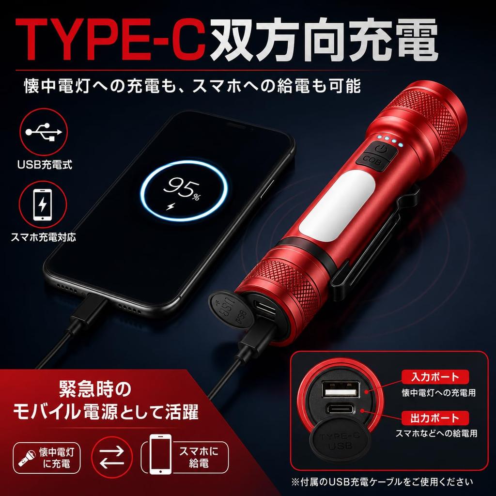 Super Bright Flashlight, Powerful 25,000 Lumens, with COB Work Light,