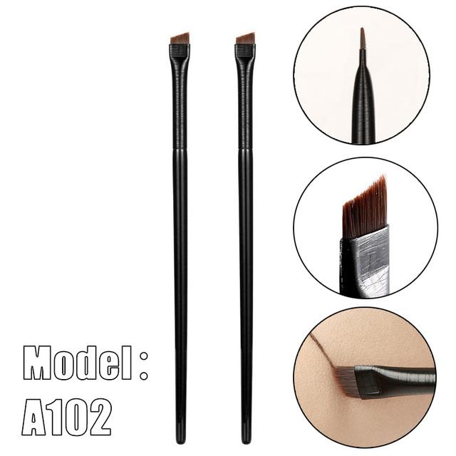 2Pcs Sickle Eyeliner Brush Knife Edge Makeup Brush Ultra Thin Fine Oblique Angle Flat Head Eyebrow Brush Profession Makeup Tool