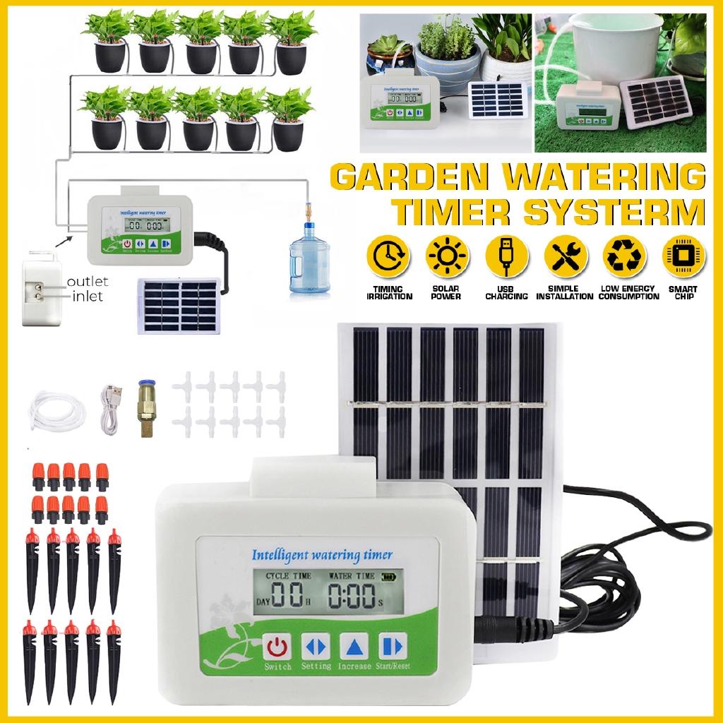 3W 2000 mAh PI67 Drip Irrigation Solar Irrigation System Outdoor Garden Automatic Watering Timer Solar Charging Device Plant Irrigation Nozzle