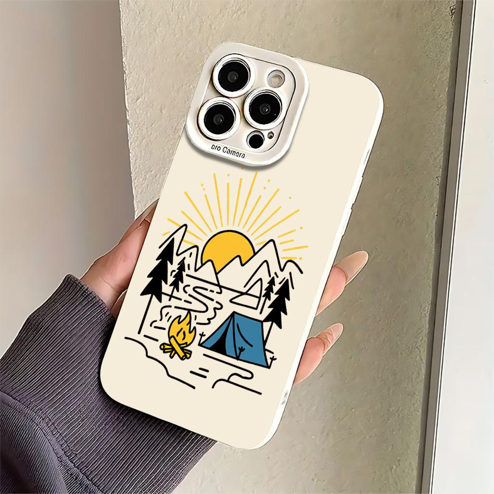 Trendy Camping Phone Case For iPhone 13 12 17 16 15 14 11 Pro Max For iPhone 15 16 14 7 8 Plus XS XR X Antishock Silicone Cover
