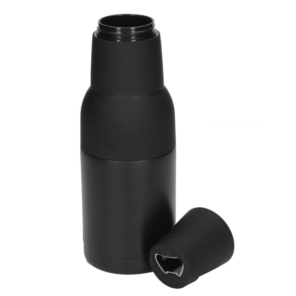 Vacuum Double Wall Stainless Steel Can Insulation and Cold Storage Tank with Bottle Opener Black
