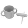 Silicone Sippy Cups Double Handles Lightweight Toddler Training Cup with Tight Leakproof Cover for Home Travelling Grey