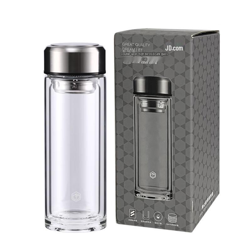 Jingdong Zhizao 360ml Double-Layer High Borosilicate Glass Tea Cup