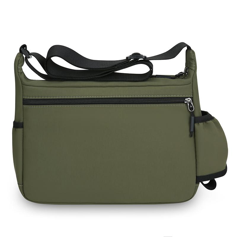 Multi-Zipper Pocket Men Shoulder Crossbody Bag with Bottler Holder Large Space Casual Messenger Bag for Outdoor Daily Use